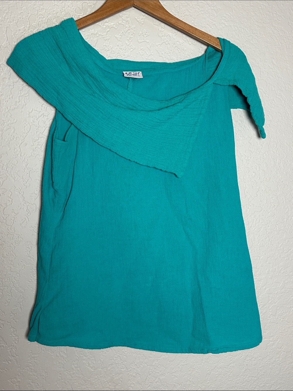 Oh My Gauze! Aqua Blue Off Shoulder Sleeveless Top Lightweight Casual Size 1